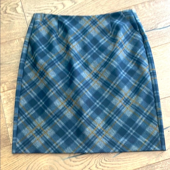 CAbi Dresses & Skirts - CAbi Step Out Skirt Plaid Blue Gray Gold Women's Pencil Size 8